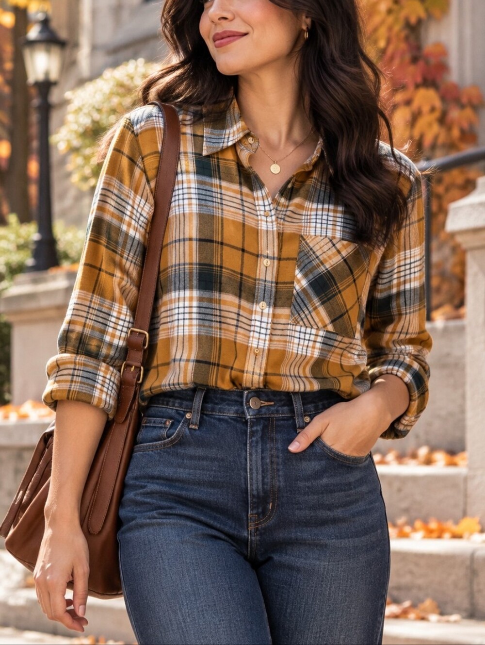 Cleo Plaid Button Down Shirt Long Sleeve Relaxed Size L